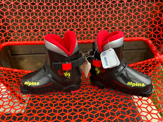 Ski Boots Mondo Size 15.5 child Size 8 Alpina New With Tags 190 mm Black Red Toddler Size