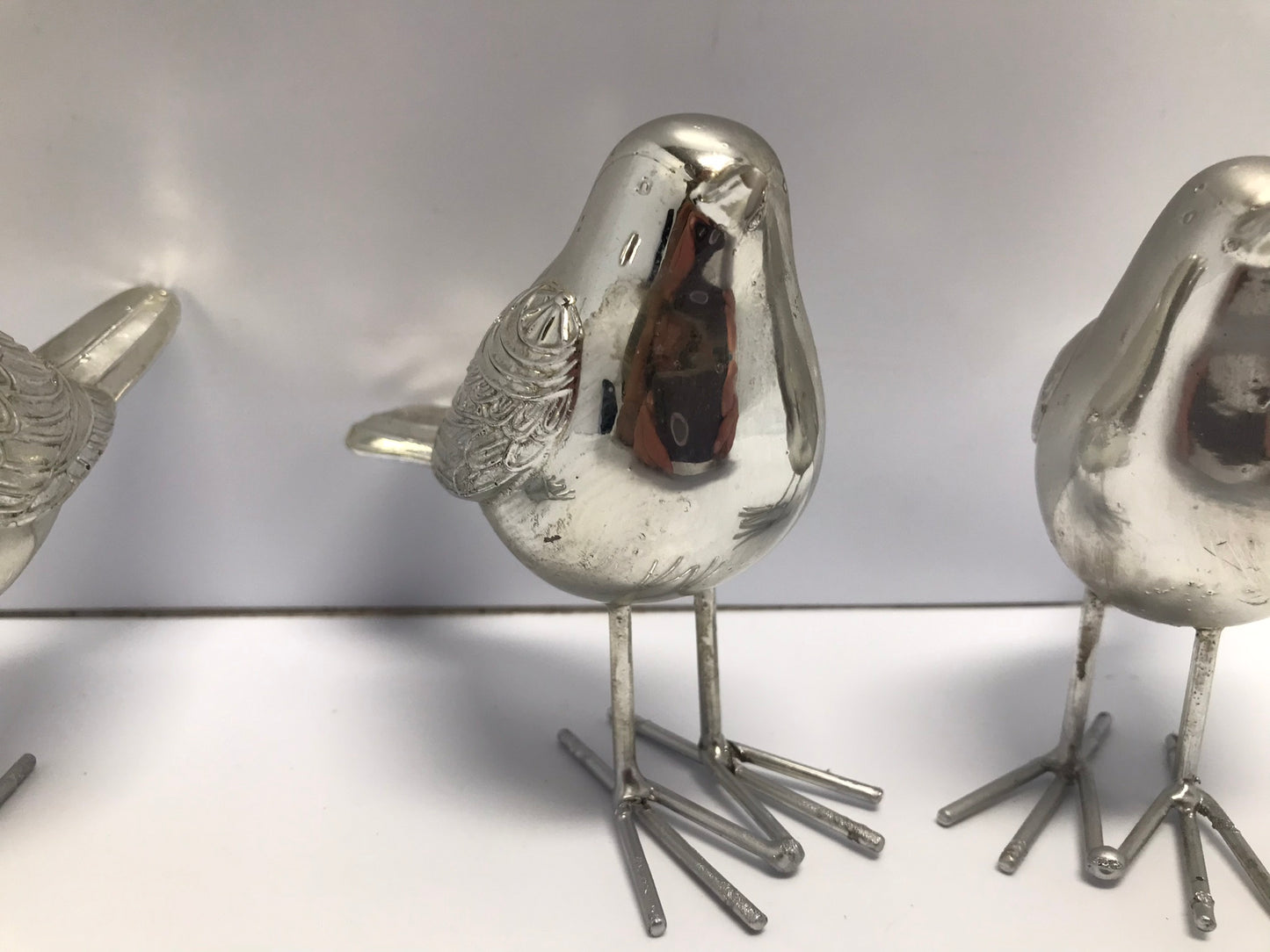 Set Of 3 Sliver Song Birds 5 Inch Tall