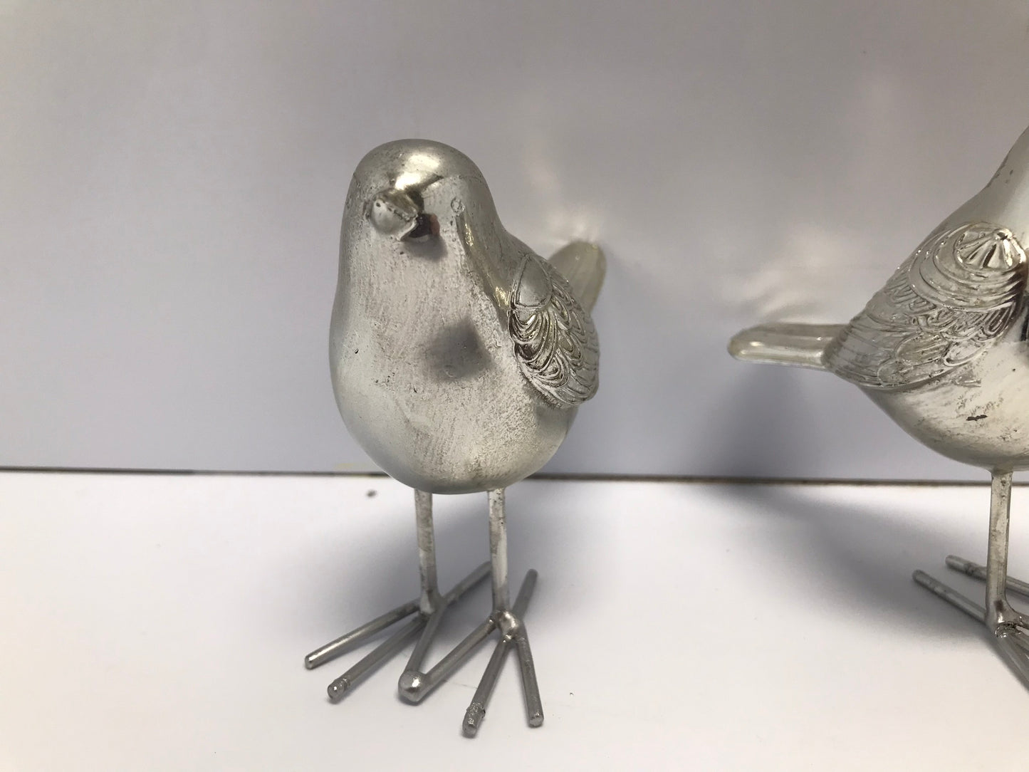 Set Of 3 Sliver Song Birds 5 Inch Tall