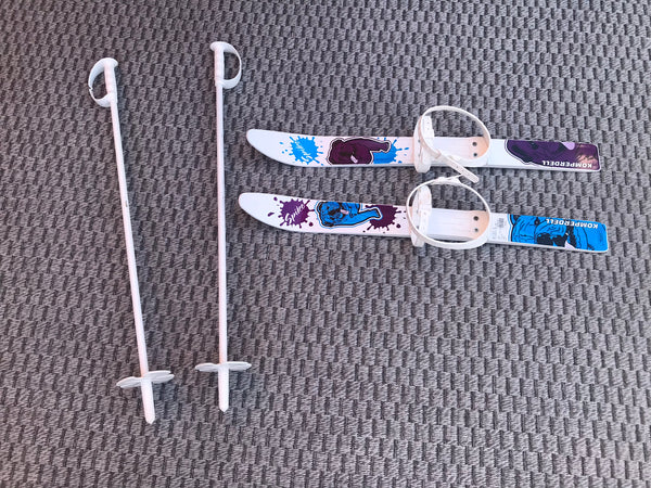 Ski 070 Komperdell Ski Set - Children 70 cm Spike Blue and White With Poles Like New