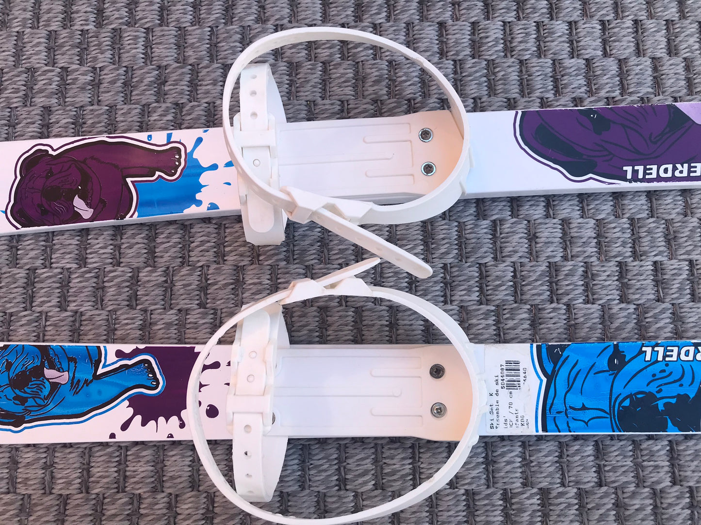 Ski 070 Komperdell Ski Set - Children 70 cm Spike Blue and White With Poles Like New