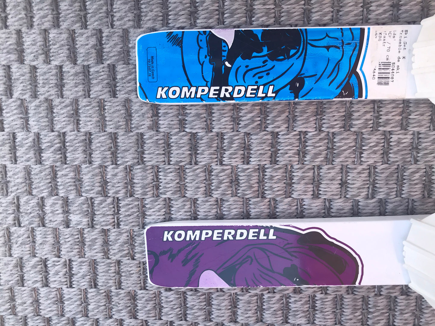 Ski 070 Komperdell Ski Set - Children 70 cm Spike Blue and White With Poles Like New