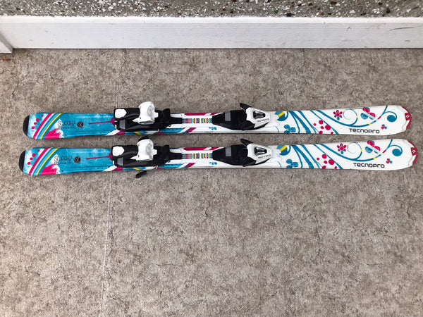 Ski 120 Techo Pro Sweety Parabolic White Teal Pink With Bindings Excellent