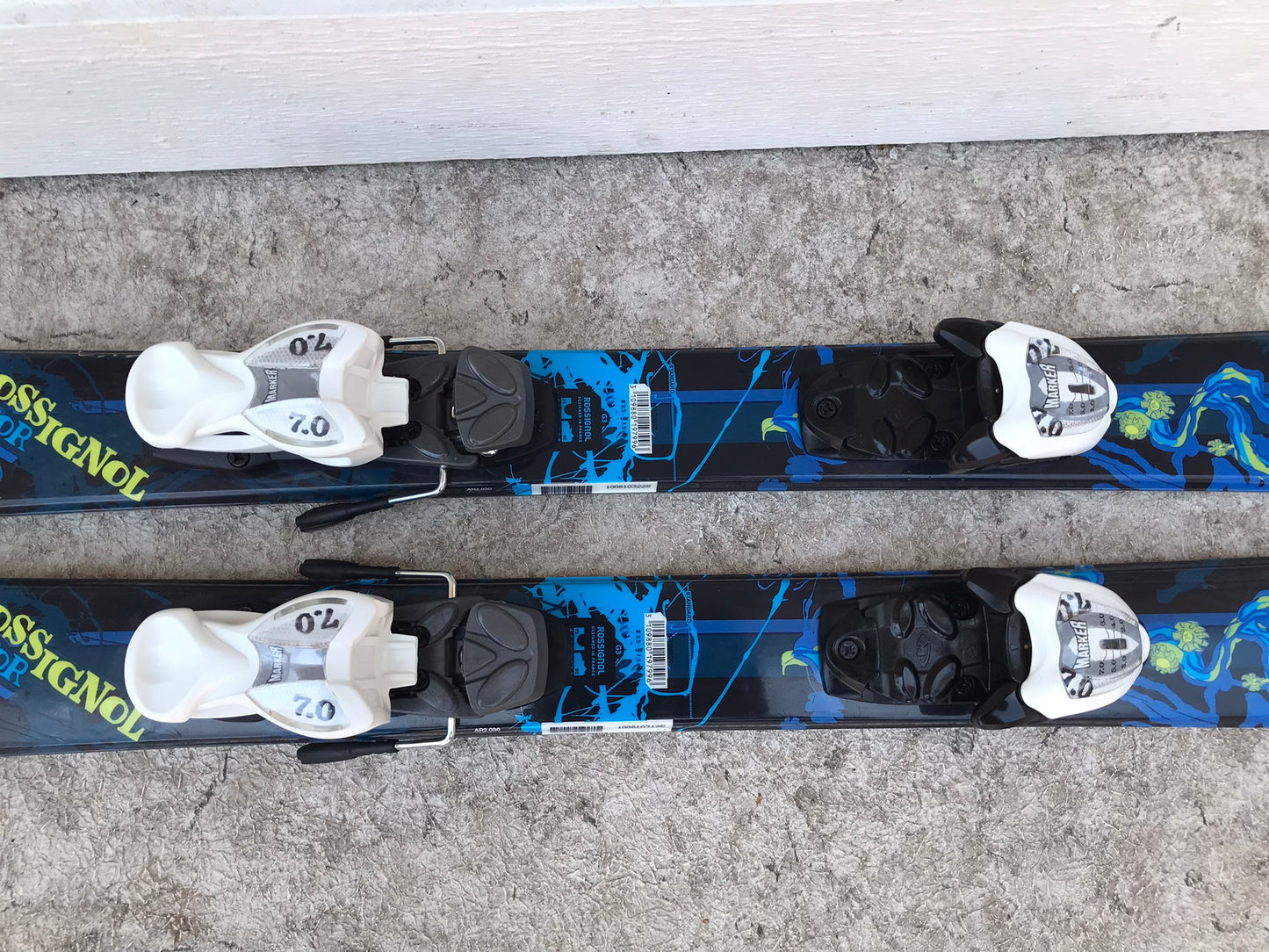 Ski 135 Rossignol Twin Tip Parabolic With Bindings Blue Lime Cartoons Outstanding Quality
