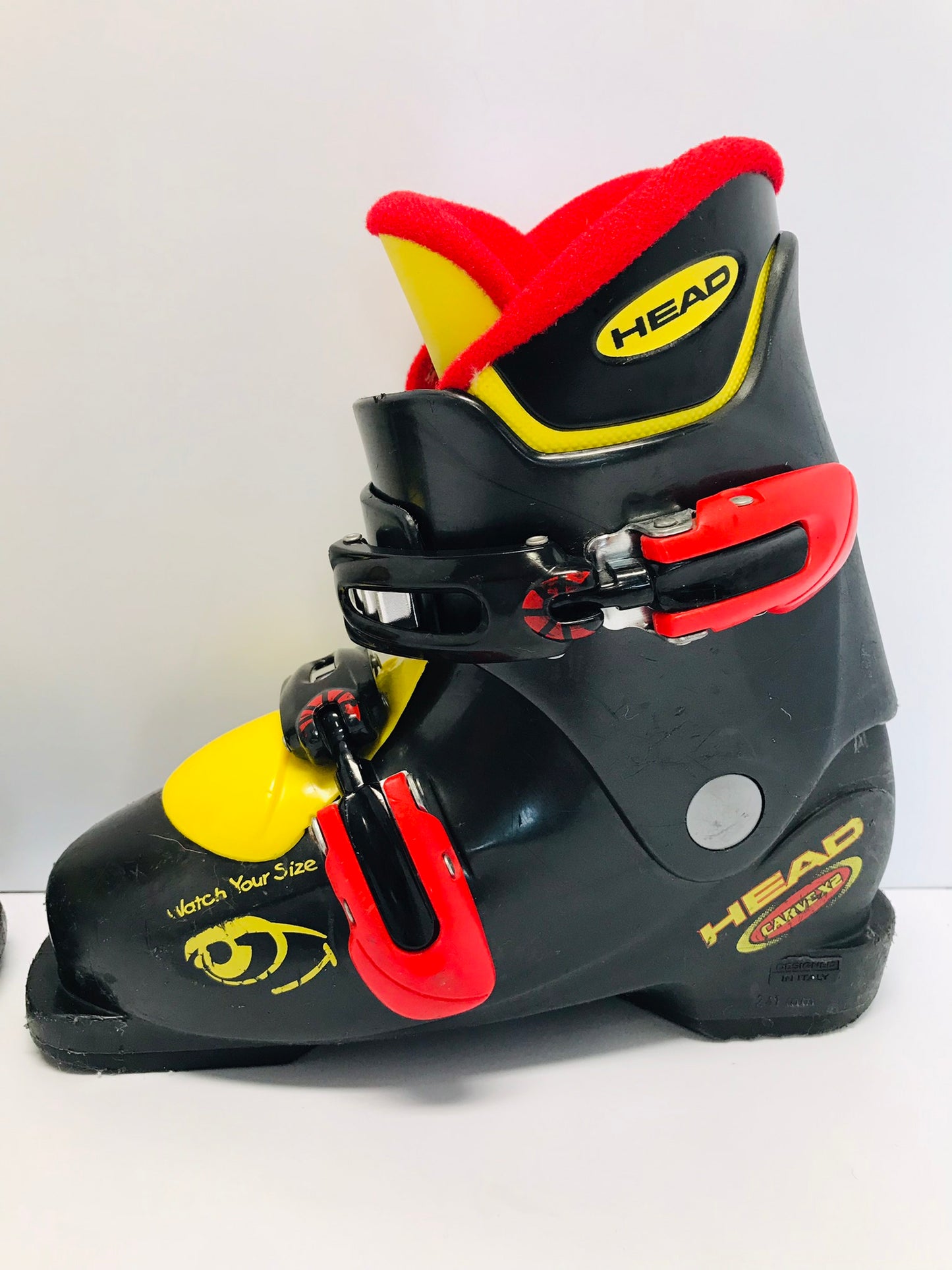 Ski Boots Mondo Size 19.0 Child Size 13-1  241 mm Head Carve Black Red Yellow