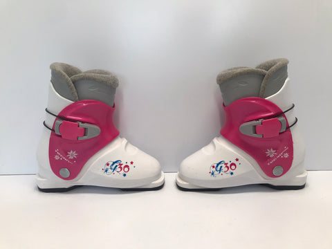 Ski Boots Mondo 21.5 Child Size 4  254 mm Tecno Pro G30 Pink White Excellent