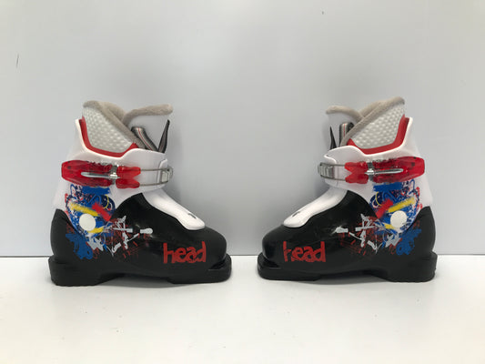 Ski Boots Mondo Size 17.0-18.5 Child size 11-12 221 mm Head Black Red Blue White Like New