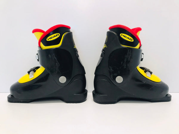 Ski Boots Mondo Size 19.0 - 20.5 Child Size 13-1.5 241 mm Head Black Red Yellow Excellent