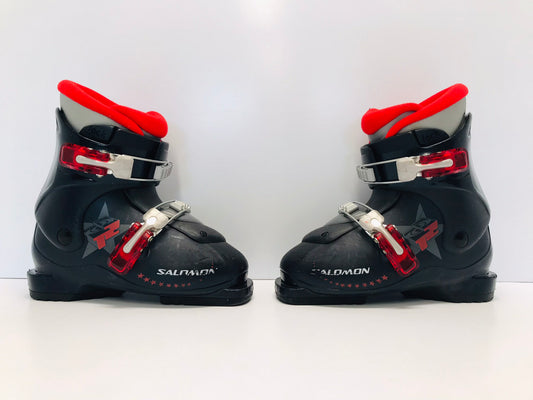 Ski Boots Mondo Size 19.5 Child Size 13.5  240 mm Salomon Black Red