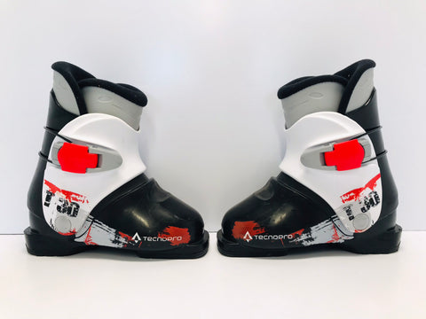Ski Boots Mondo Size 19.5 Child Size 13  235 mm Tecno Pro Black White Like New