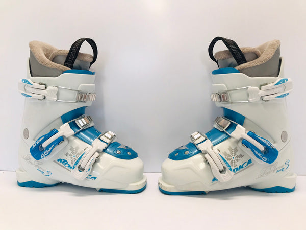 Ski Boots Mondo Size 20.0-21.5 Child Size 1-2 255 mm Nordica FireArrow White Blue Excellent