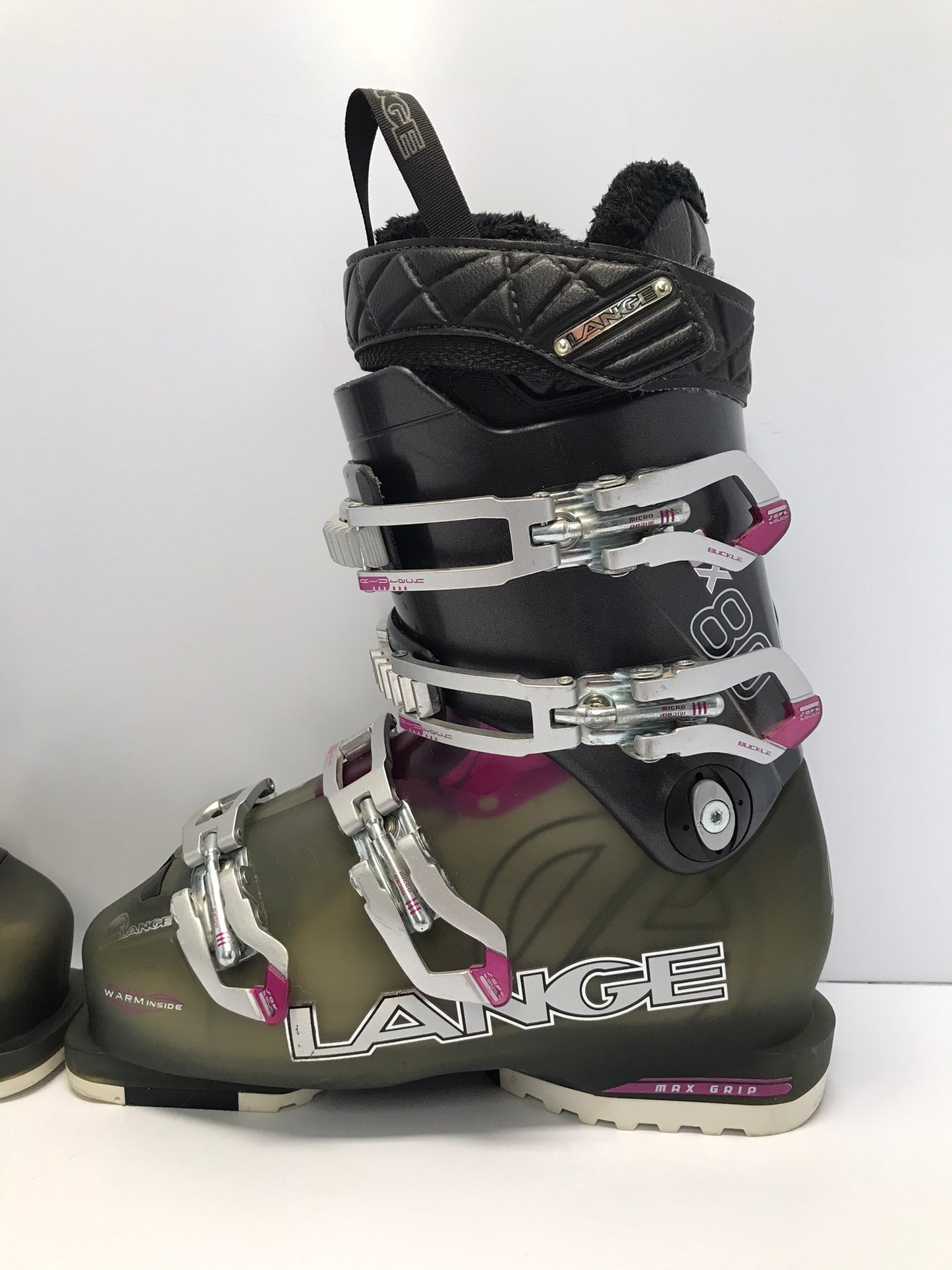 Ski Boots Mondo Size 23.5 Ladies Size 6.5 276mm Lange Max Grip Olive Plum New Demo Model