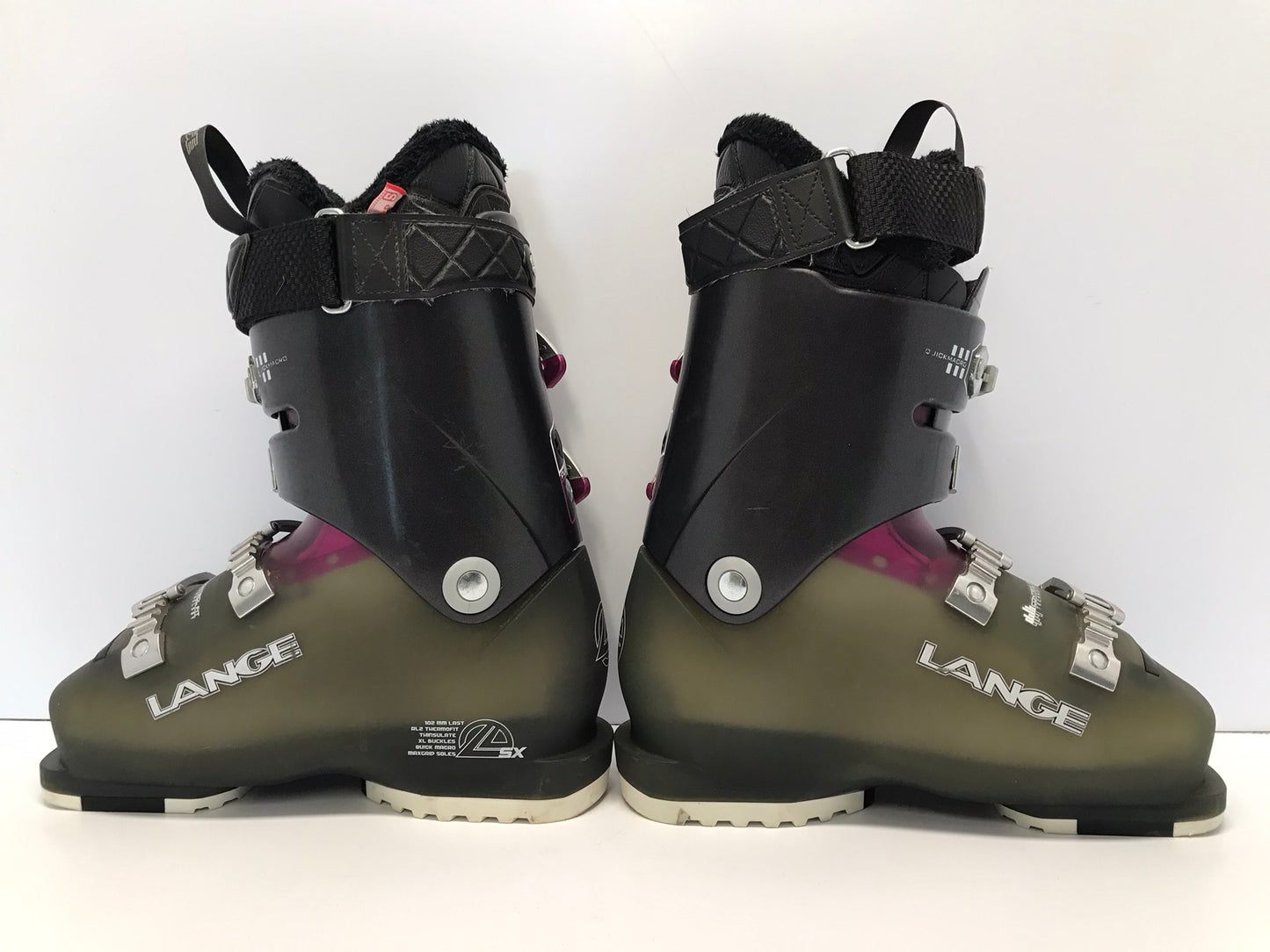 Ski Boots Mondo Size 23.5 Ladies Size 6.5 276mm Lange Max Grip Olive Plum New Demo Model