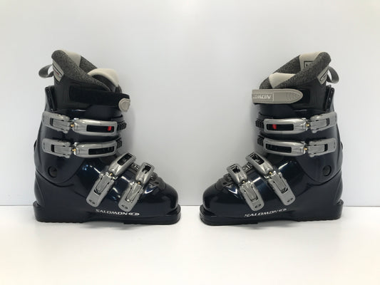 Ski Boots Mondo Size 24.5 Ladies Size 7.5 Salomon 280 mm Marine Blue Silver