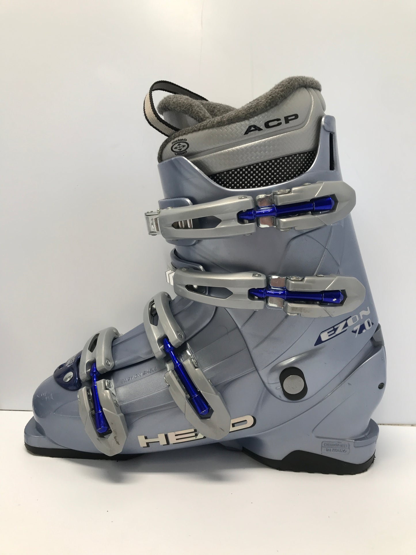 Ski Boots Mondo Size 26.5 Ladies 9.5 Men's Size 8.5 308mm Head Pearl Blue Like New