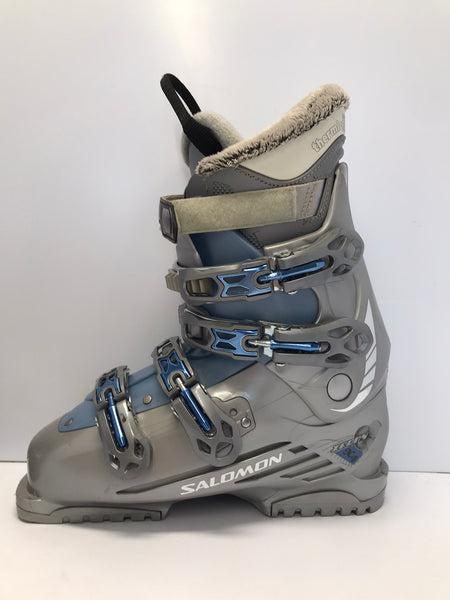 Ski Boots Mondo Size 26 Ladies Size 9 307mm Salomon Sliver Blue Faux Fur New Demo