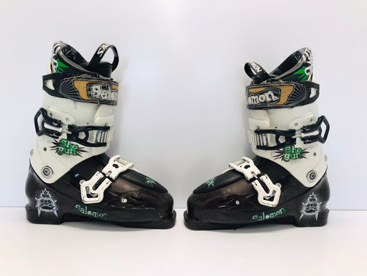 Ski Boots Mondo Size 27.5 Men's Size 9.5 ladies size 10.5  315 mm Salomon Brown and White
