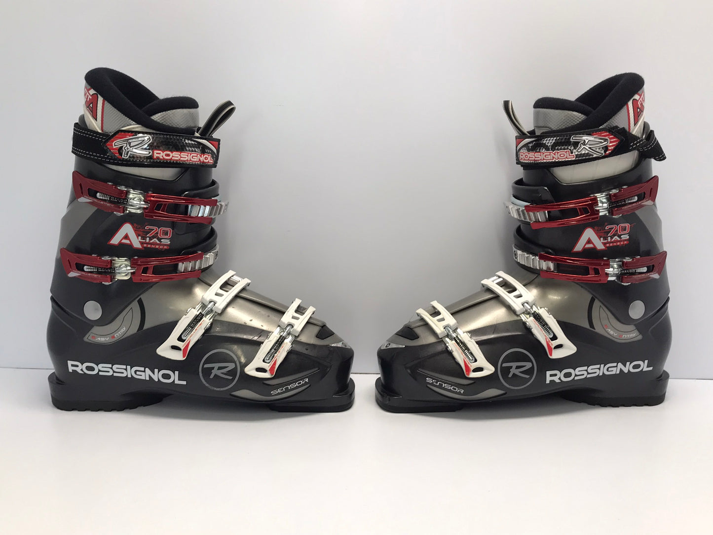 Ski Boots Mondo Size 29.5 Men's Size 11.5 338 mm Rossignol Smoke Grey Chrimson Red Like New