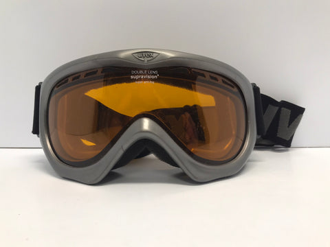 Ski Goggles Adult Large Uvex Double Lense Supravision Grey Orange Lenses