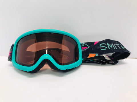Ski Goggles Adult Small Smith Teal Pink with Dark Lense