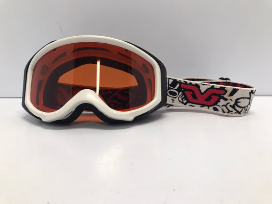 Ski Goggles Child Size 4-6 Gordini Black White Orange Lense Like New