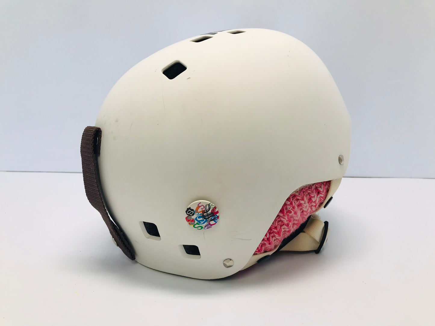 Ski Helmet Child Size 7-9 Salomon  White Pink  With Twist Size Adjustor on Back Outstanding Quality