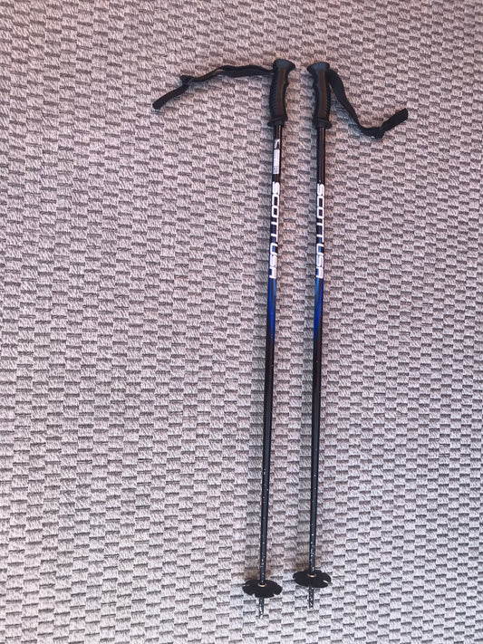 Ski Poles Adult Size 44 inch 110 cm Scott Black Blue White Excellent