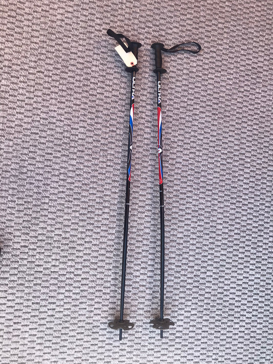 Ski Poles Adult Size 44 inch 110 cm Ultra Black Blue Red White Excellent