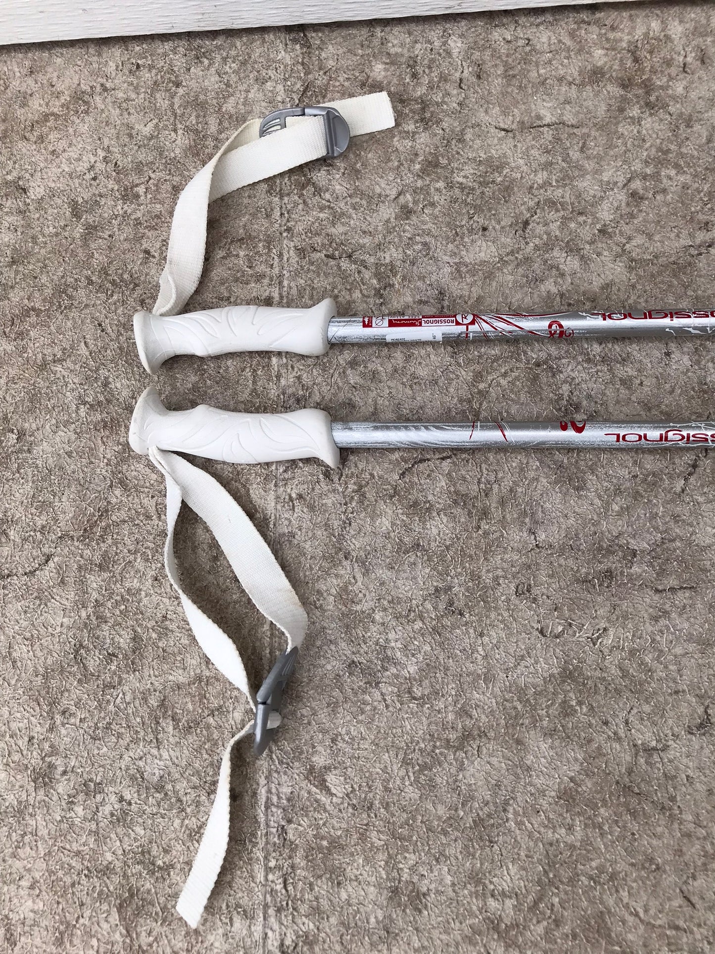 Ski Poles Adult Size 46 inch 115cm Rossignol Harmony White Sliver Red Excellent