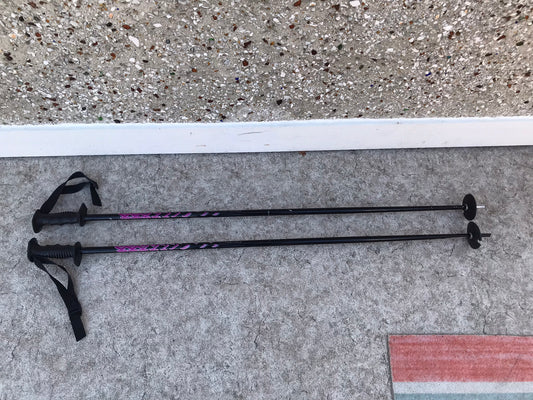 Ski Poles Adult Size 48 inch 120 cm K-2 Black Pink Rubber Handles Excellent