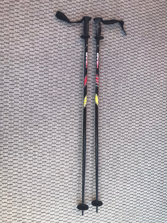 Ski Poles Adult Size 50 inch 125 cm Head  Black Yellow Red