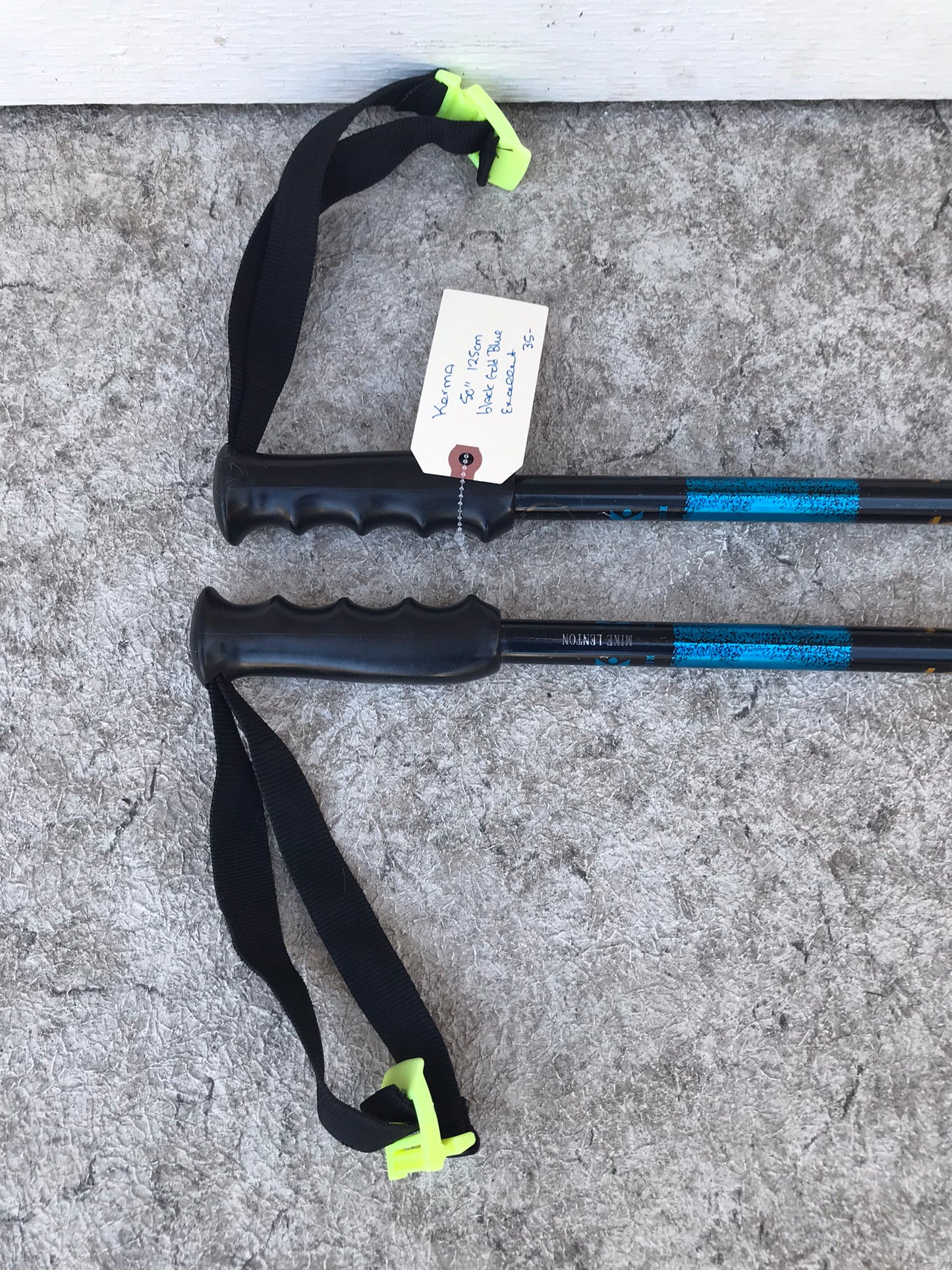 Ski Poles Adult Size 50 inch 125 cm Kerma Black Blue Gold Excellent