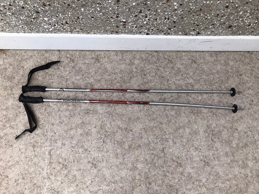 Ski Poles Adult Size 50 inch 125cm Rossignol Power Rubber Handle Chrome Red Minor Wear