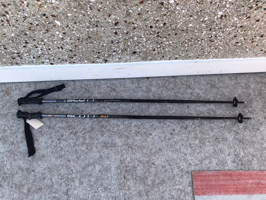 Ski Poles Adult Size 50 inch 125 cm Scott Ultra Light Black Gold Aluminum Rubber Handles Excellent