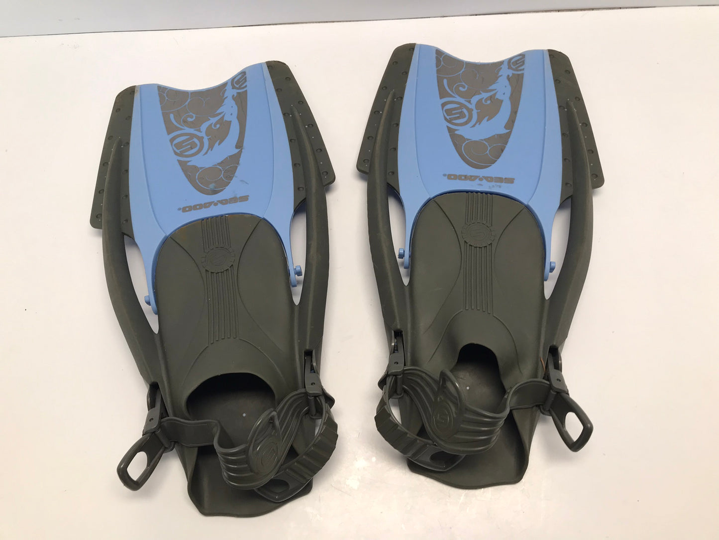 Snorkel Dive Fins Ladies Shoe Size 7-10 Sea Doo Blue Grey Swim Surf