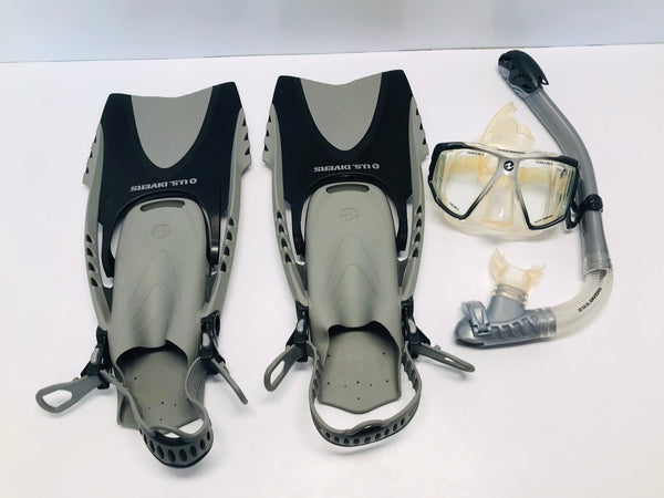 Snorkel Dive Fins Ladies Size 5-9.5 Shoe US Divers Grey Black Like New