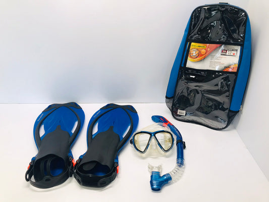 Snorkel Dive Fins Men's Shoe Size 9-13 Ladies Size 4.5-8.5  U.S. Divers Blue Black Like New