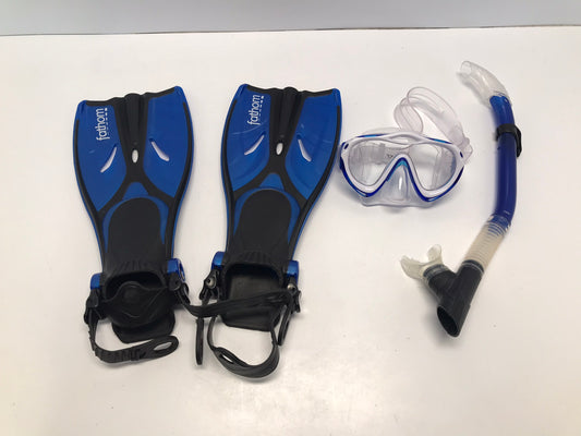 Snorkel Dive Surf Child Size 9-13 Blue 3pc Excellent Swim Surf