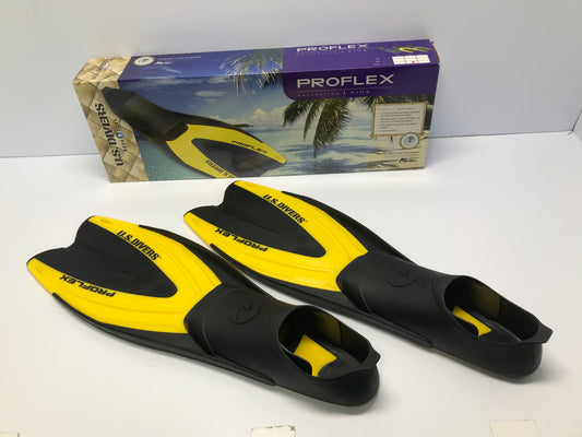 Snorkel Fins U.S Divers Proflex Men's Size 8-9.5 Yellow Black New In Box