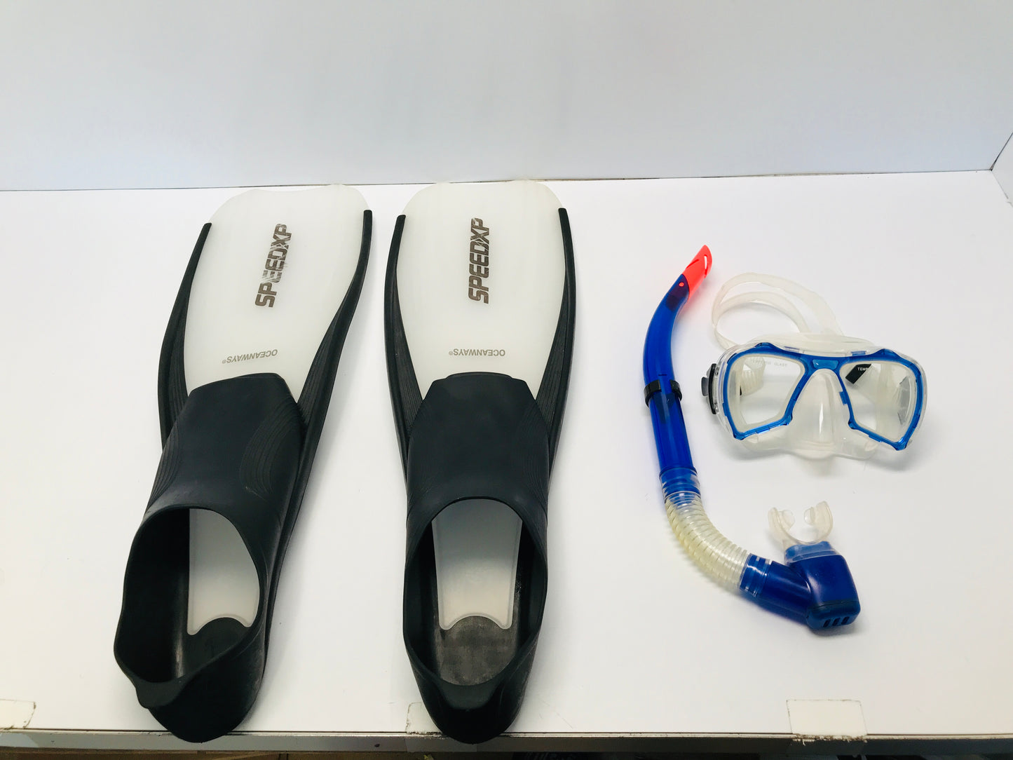 Swim Surf Fins Set Men's Size 12-13 Speedo Black Blue