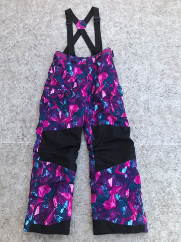 Snow Pants Child Size 12-14 Ripzone Fushia Black And Denim With Adjustable Straps Like New