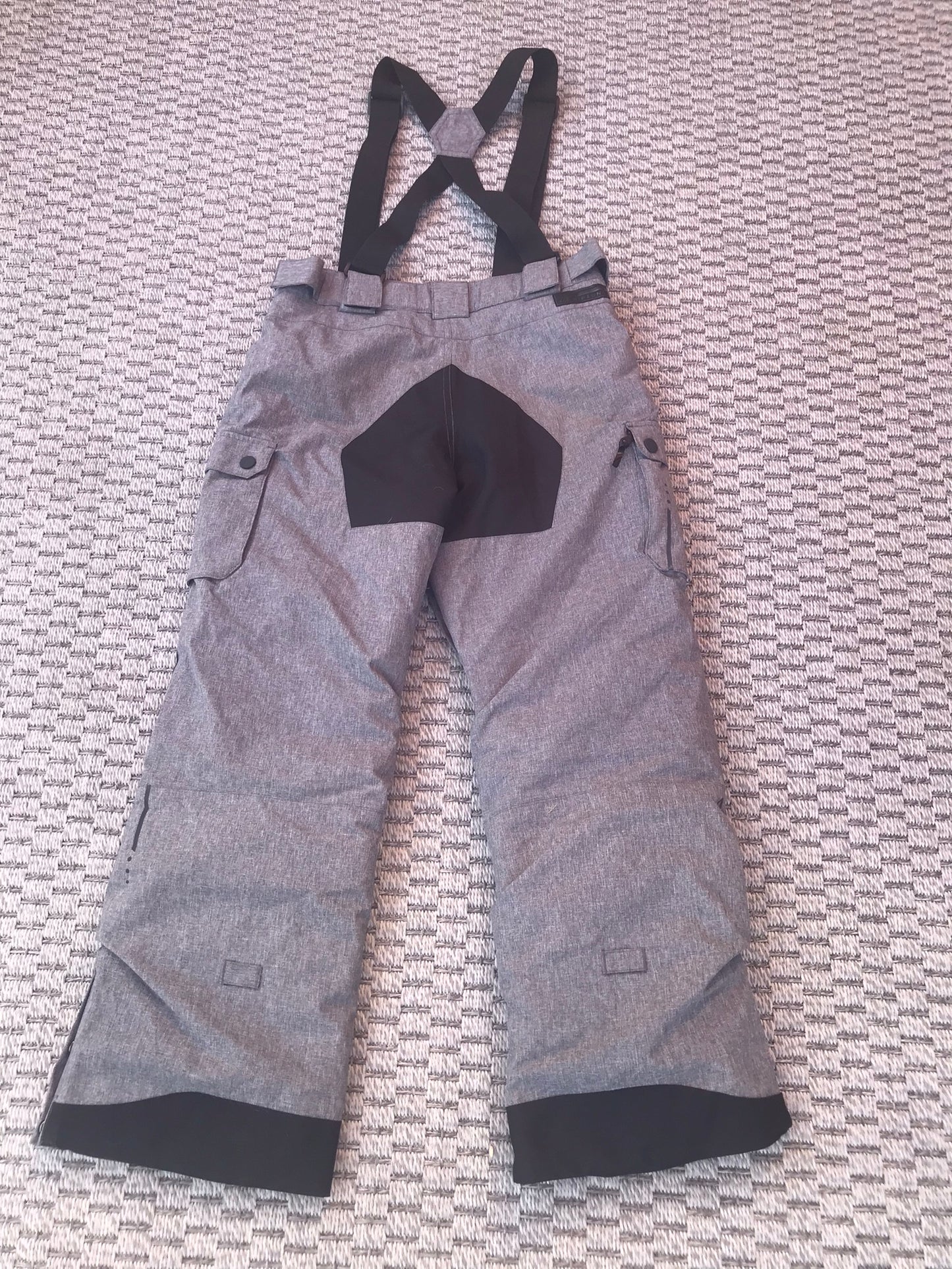 Snow Pants Child Size 12-14 Youth Ripzone Grey  Black With Removeable Straps New