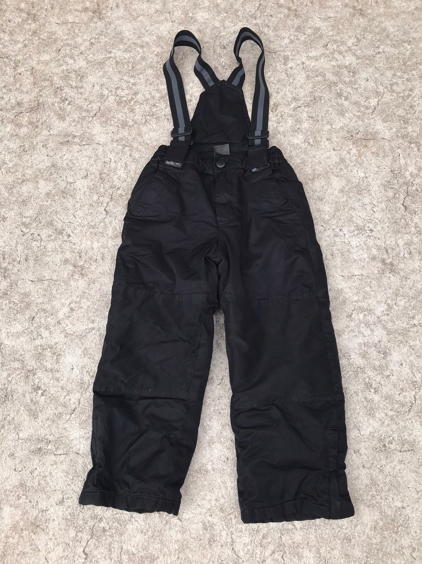 Snow Pants Child Size 6 Athletic Fleece Lined Black Pink With Straps