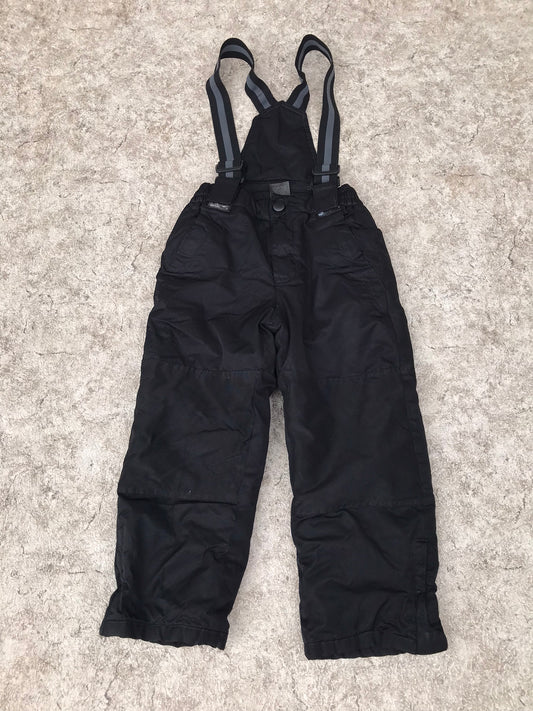 Snow Pants Child Size 6 Athletic Fleece Lined Black Pink With Straps