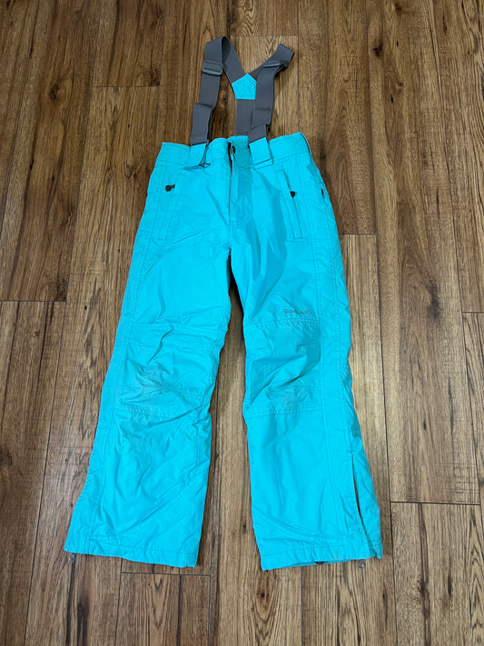 Snow Pants Child Size 8 Gravity Aqua Green With Suspenders Adjustable Waist Excellent