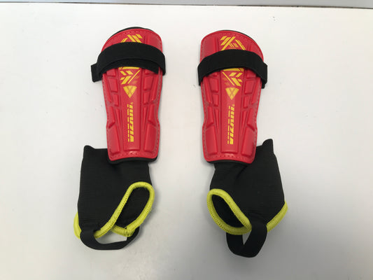 Soccer Shin Pads Child Size 4-6 Red Lime Black