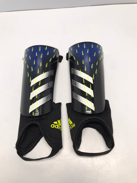 Soccer Shin Pads Child Size 6-8 Adidas Black Blue Rain Drops