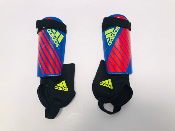 Soccer Shin Pads Child Size 6-8 Adidas Blue Red Black Lime Excellent