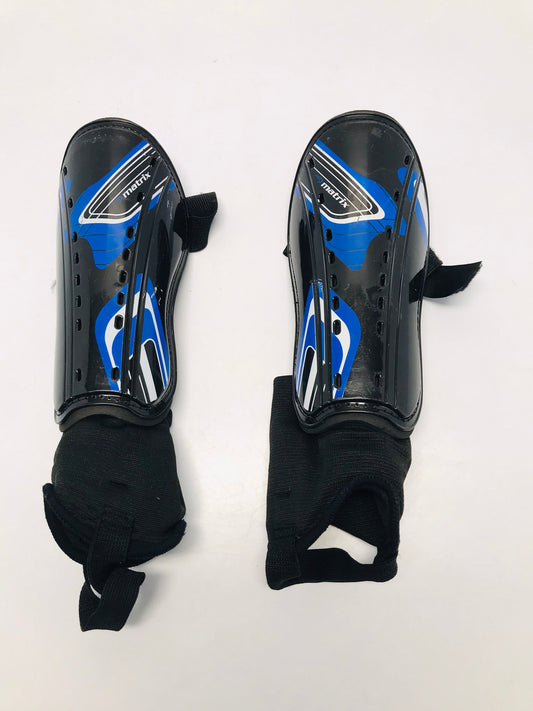 Soccer Shin Pads Child Size 6-8 Matrix Black Blue Like New