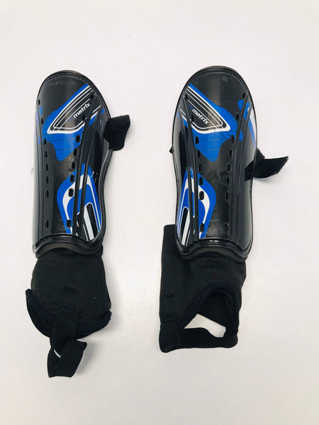 Soccer Shin Pads Child Size 6-8 Matrix Black Blue Like New